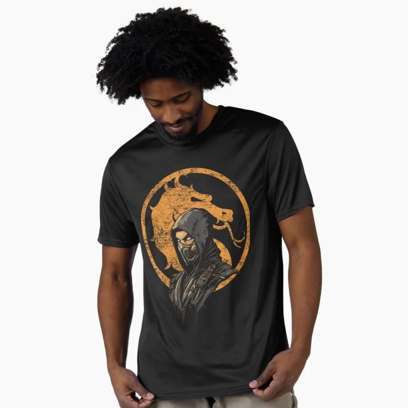 

Vintage 90's Mortal Kombat Scorpion Gift tee for gamer 100% cotton printed Men's Short Sleeve Graphic T-Shirt All size tops