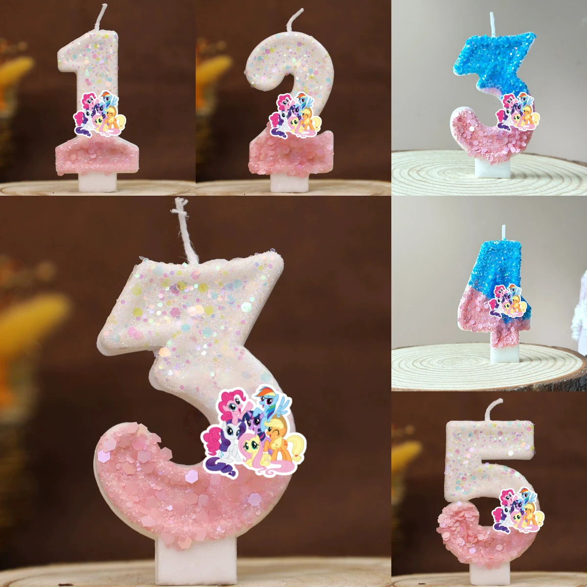 Adorno para Pastel de Cumpleaños con Diseño de Pony Ángel, Vela Digital Decorada con Número del 0 al 9, Regalo para Niños y Niñas