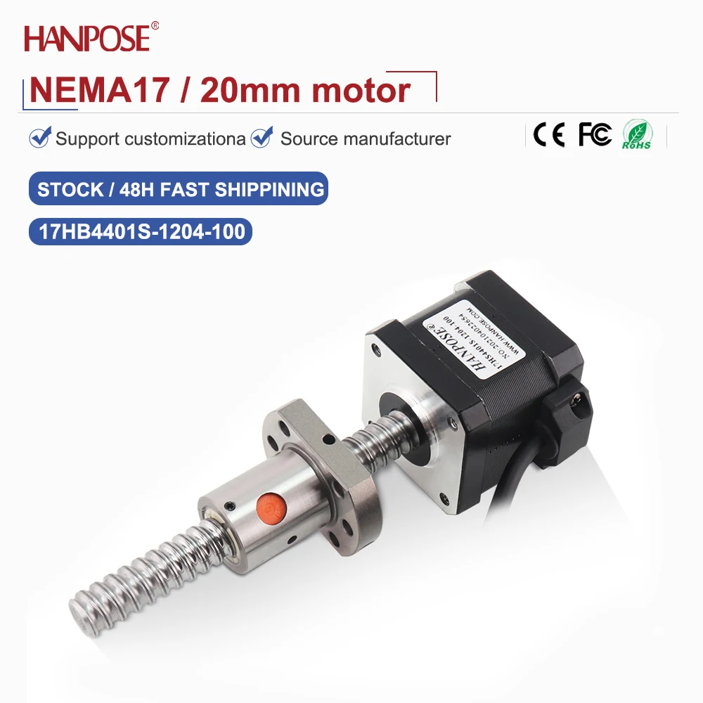 Nema17 Stepper Motor 1.5A 40N.cm 4-Lead 150 250MM Motor 17HS4401S-SFU1204  For 3D Printer Accessories  Ballscrew stepper Motor