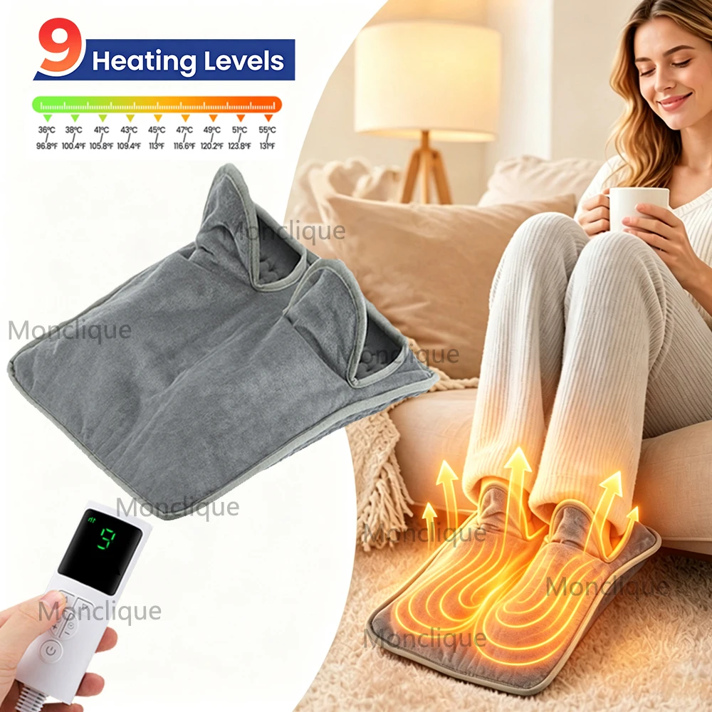 Electric Foot Heating Pad Level 9 Temperature 4-speed Timing Soft Suede Winter Hands Feet Keep Warm Pad Portable Foot Massager