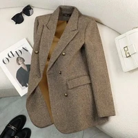 Suit Jacket Women Autumn Winter Word Pattern Blazer Coat Female Temperament Cool Design