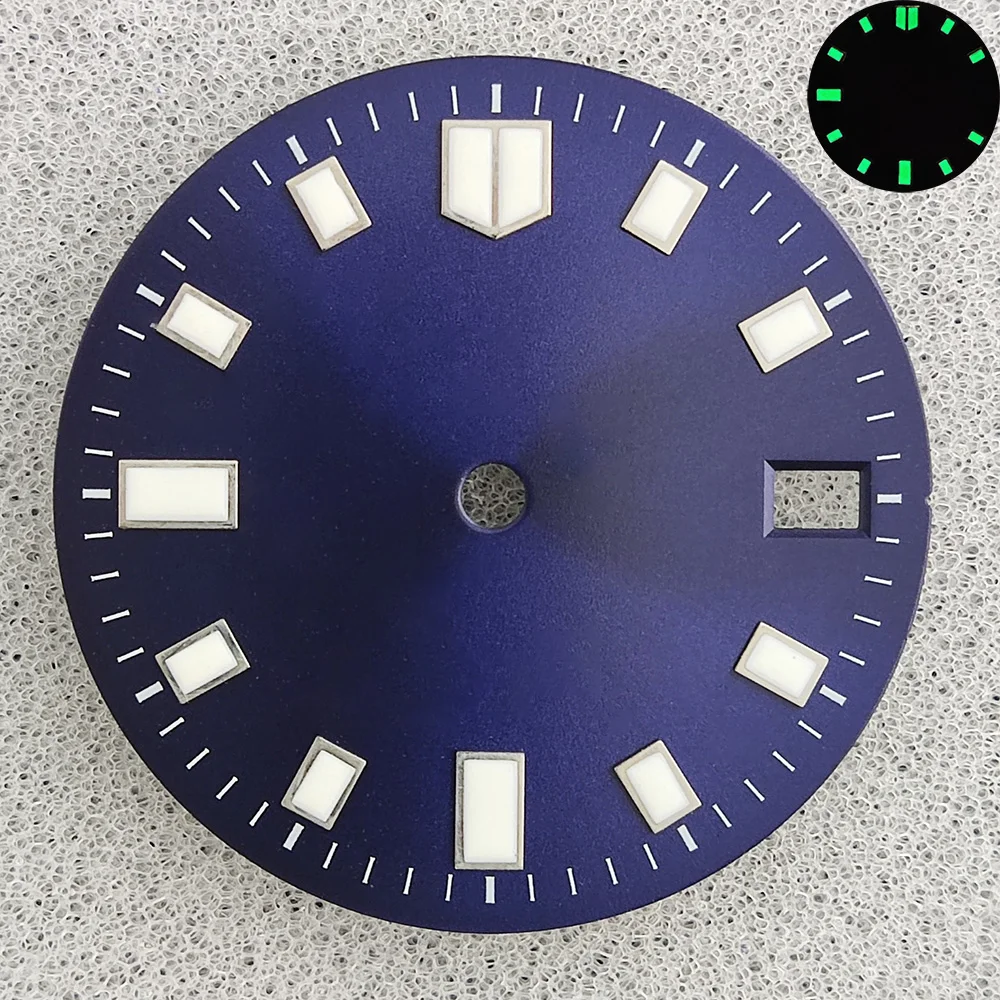 Esfera de reloj de 28,5mm adecuada para movimiento NH35/36, esfera luminosa verde, accesorios de reloj