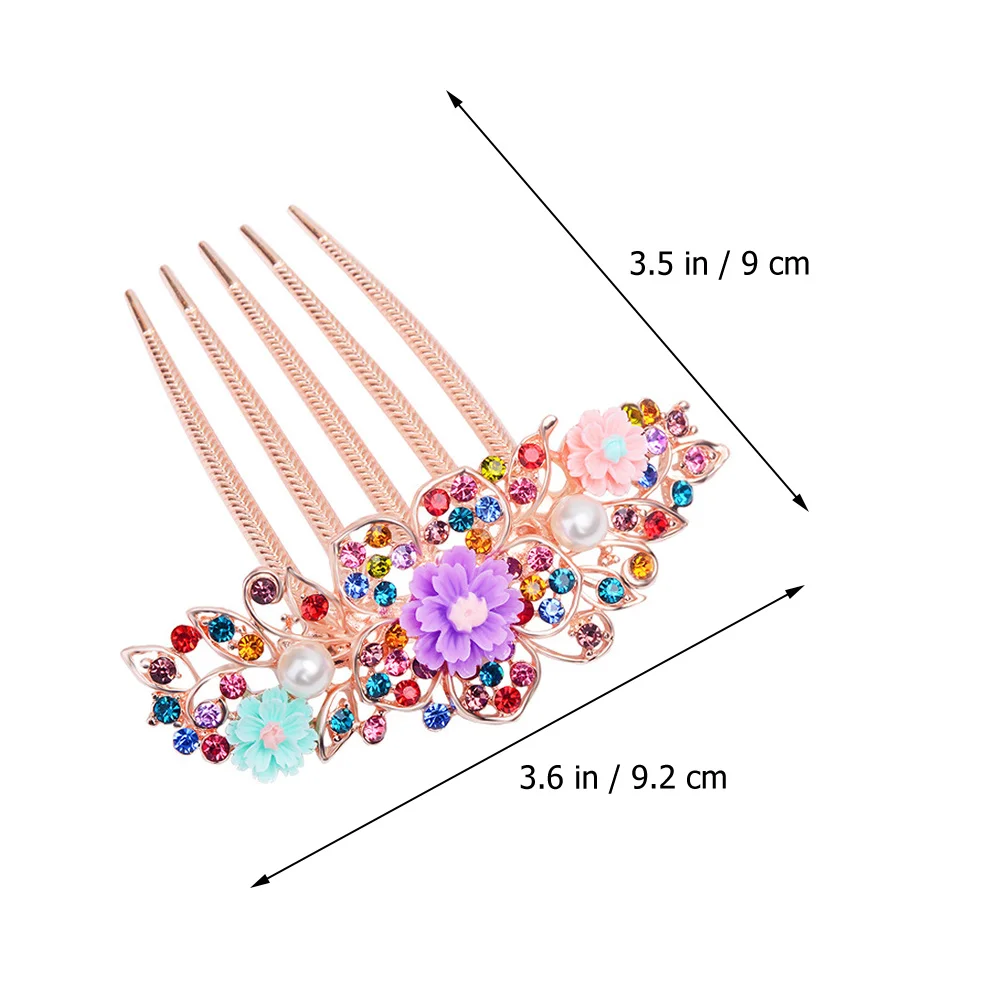

2pcs Hair Comb Clips Alloy Flower Women Headdresses Styling Accessories Bridal Wedding Headpieces Rhinestone Fancy for Prom