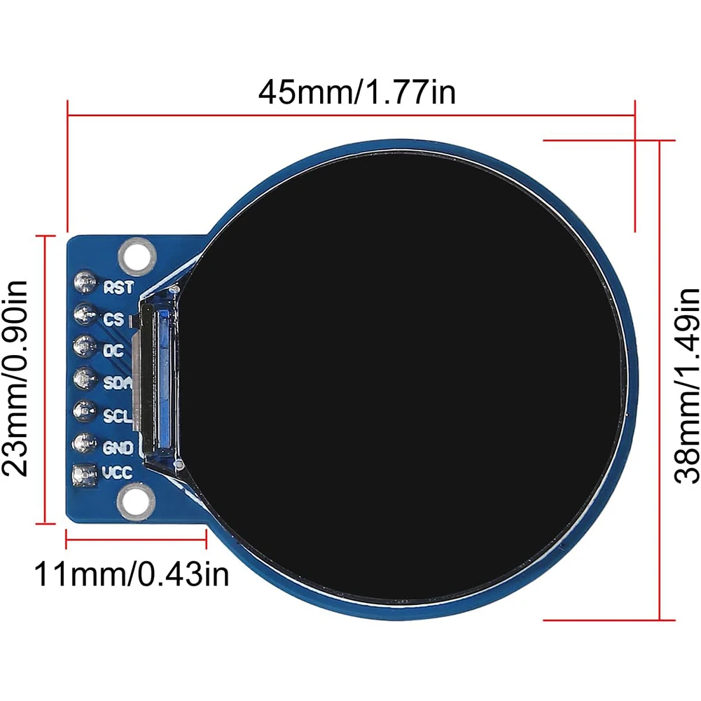 2PCS 1.28 Inch Circular For TFT Screen Driver Chip For GC9A01 For IPS Full Viewing Angle For Arduino 240 X 240 Display Module