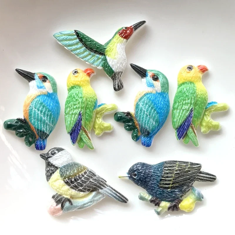 10pcs Parrot Magpie Flying Bird Mixed Resin Flat Back Diy Accessories Clip Book Jewelry Cabochon Flatback Phone Case Decoration