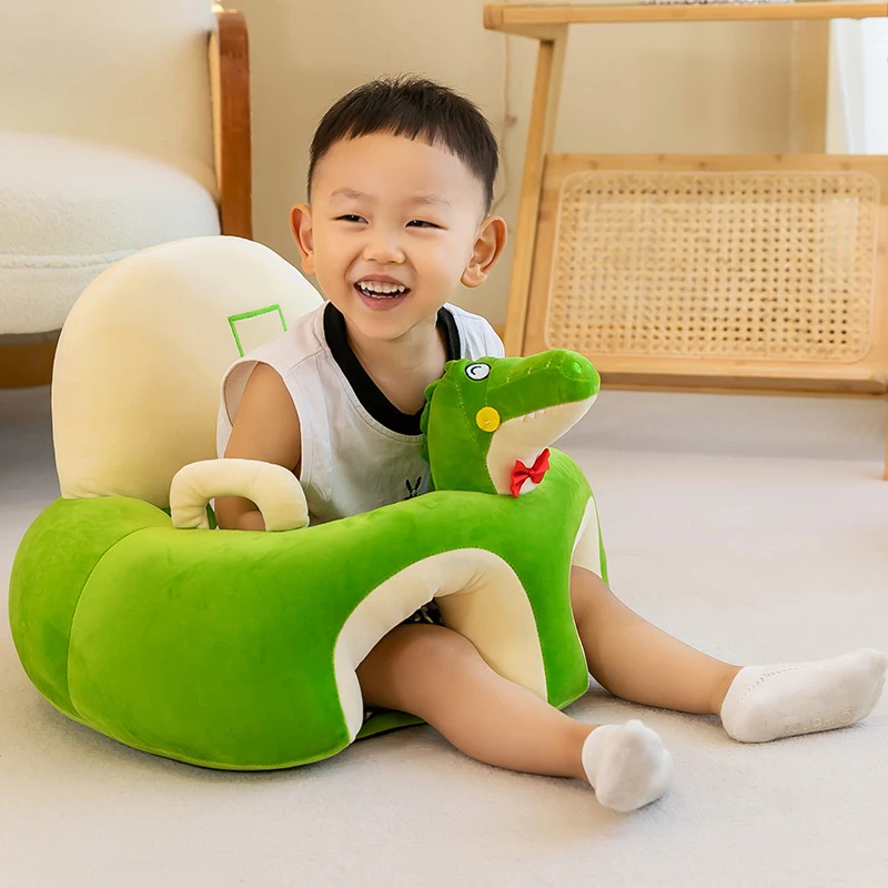 Baby Sitting Chair Cover Cute Animal Shaped Plush Sofa Case Infants Learning Support Seat Cushion (Only Chair Cover)