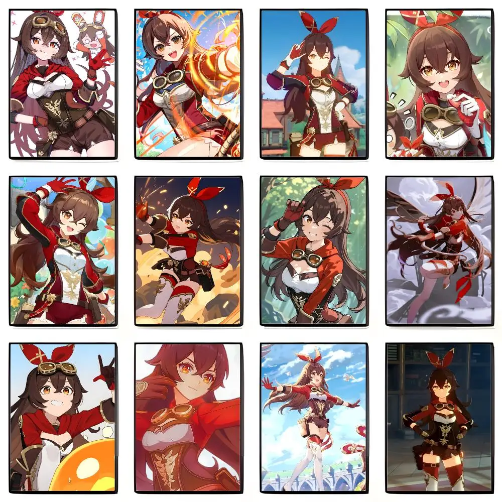 Cheerful Bow Adventurer G-Genshin Impact Amber Poster High-definition Art Sticker Self Adhesive Waterproof Home Decoration