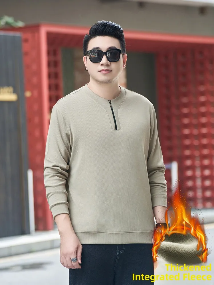 

Мужская толстовка больших размеров на флисовой подкладке с длинным рукавом на молнии, повседневная спортивная, осенняя, свободного кроя, удобная базовая кофта-топ