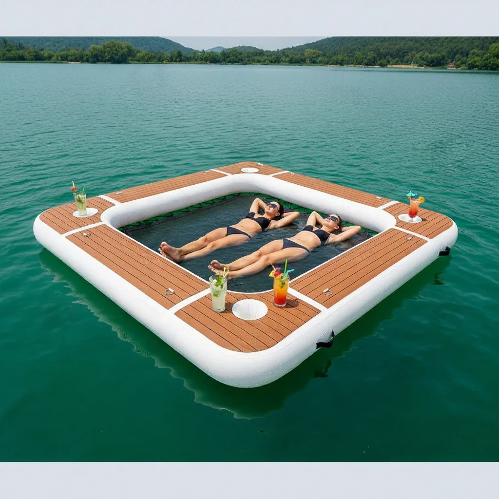 Commercial Customized Portable Floating Water Hammock with Mesh Float Swimming Lounger Pool Inflatable Water Hammock for Sale