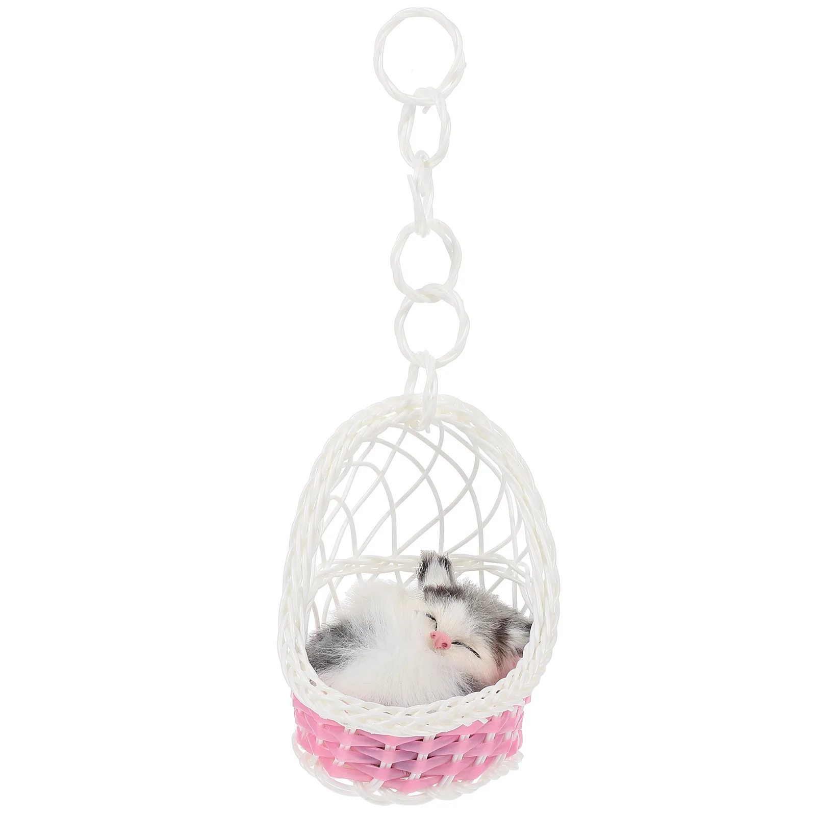 

Grey Cat Hanging Basket Mini Animal Toy Home Decoration Realistic Stuffed Cat Pet Supplies Bedroom Living Room Wedding Festival