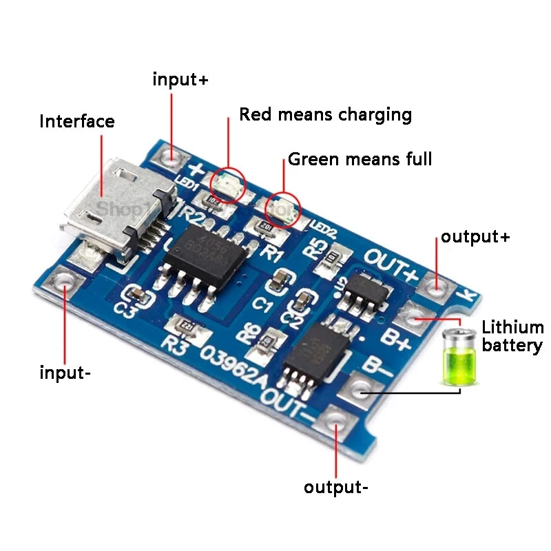 10PCS Type-c/Micro/Mini USB TP4056 18650 Lithium Battery Charger Module 5V 1A Charging Board With Protection Dual Functions