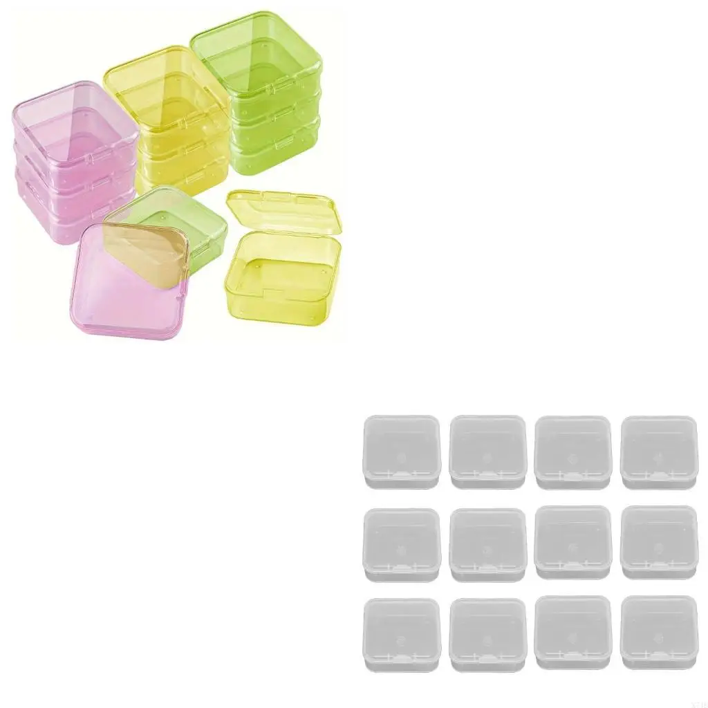

12Pcs Detachable Transparent Pills Case Colorful Storage Box with Lid Multipurpose Stackable Square Boxes
