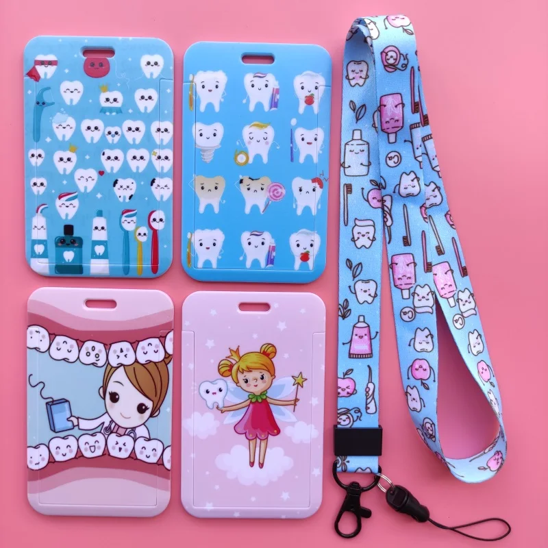 Krankenschwester Arzt Lanyard ID Abzeichen Halter ABS Kreditkarte Brieftasche Fall Akzeptabel OEM Nette Tooth Dental Muster – Detail 5