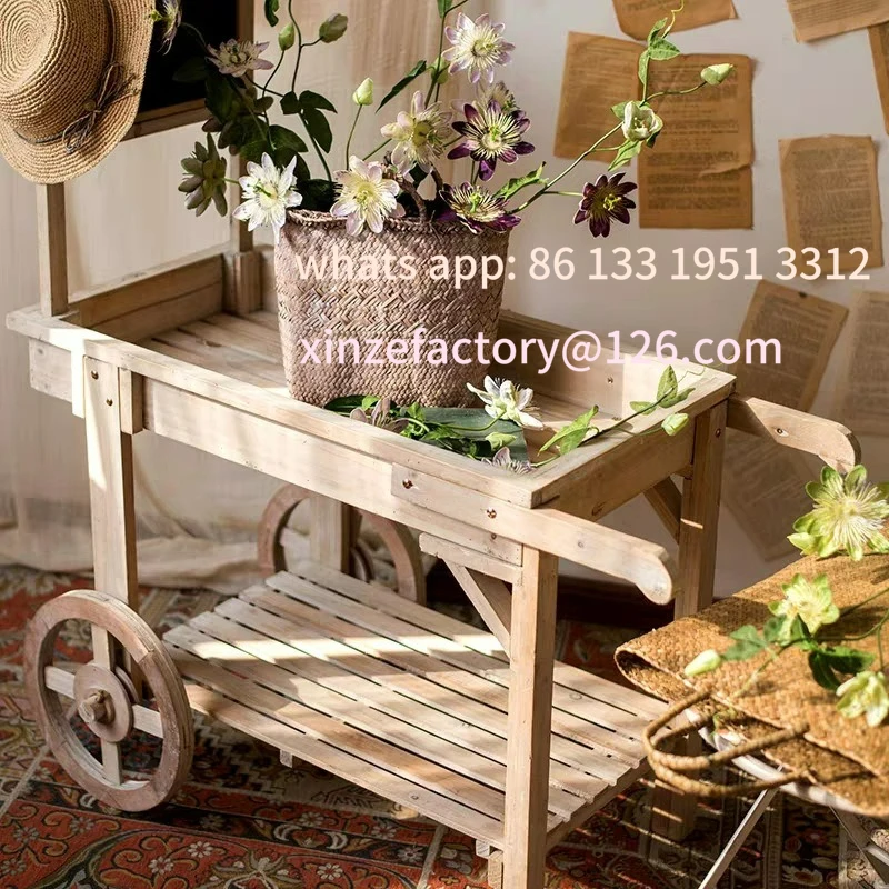 رف عائم خشبي عتيق أمريكي قابل للتخصيص لمتجر الزهور رف عرض مزخرف