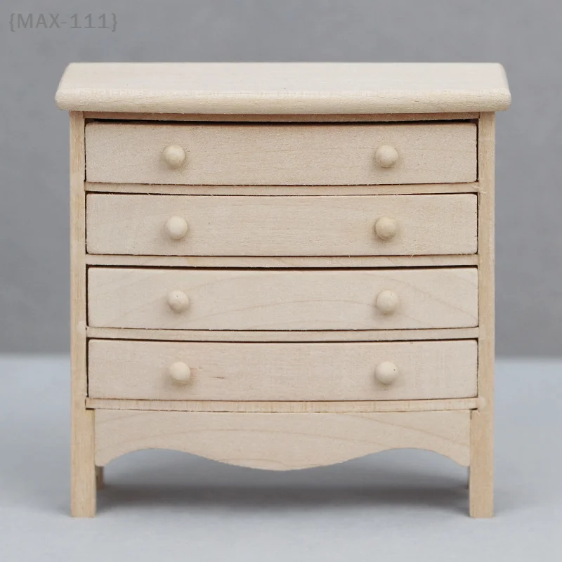 

【F2-MAX111】1:12 Dollhouse Miniature Bedside Table with Drawers - Storage Cabinet Bedroom Furniture Model Decor Toy Accessory