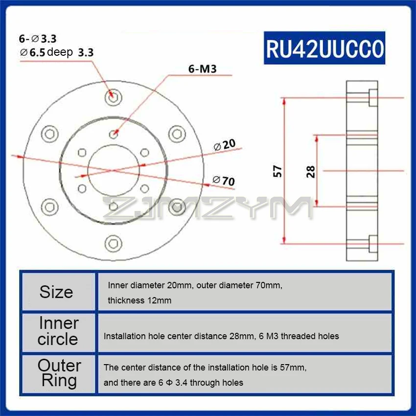RU28/RU42/RU52/RU66UUCC0/P5 Cuscinetti a rulli incrociati di precisione Cuscinetto giunto robot Cuscinetto giradischi giunto braccio automatico rotante