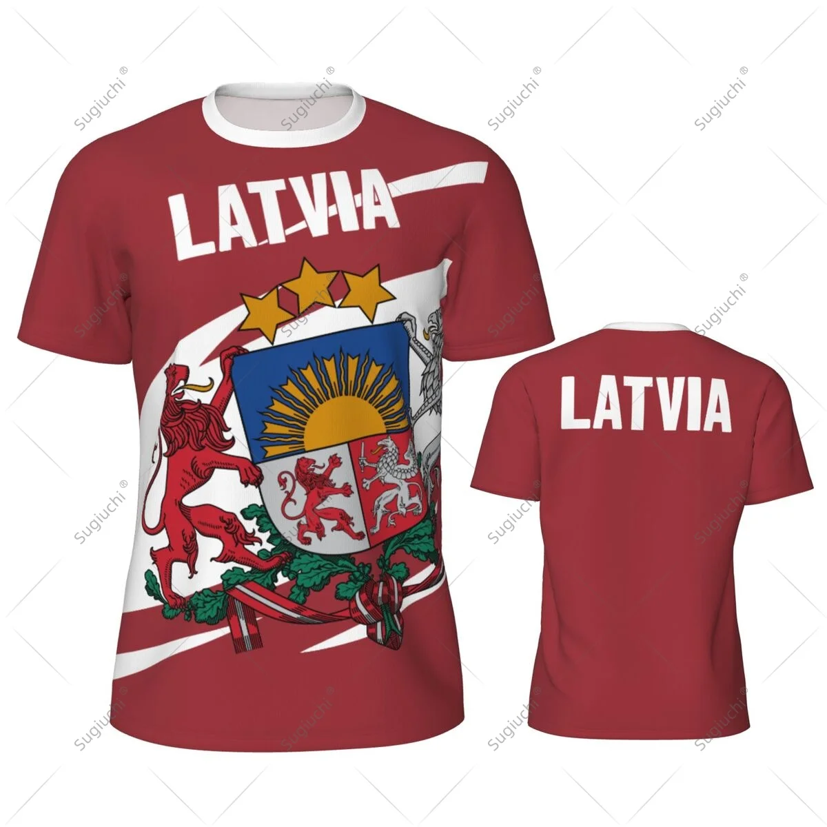 Latvia Flag Men Sports T-shirt Women Tees jersey for Soccer Football Running Bike Tennis Fitness Fans