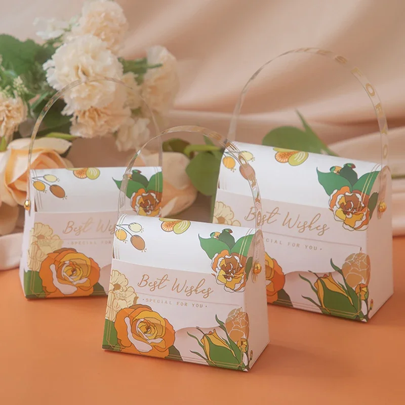 

Gift Box Cute Candy Boxes Packaging Paper Gift Bags with Handles Chocolate Cookie Bag for Wedding Favors Baby Shower Party