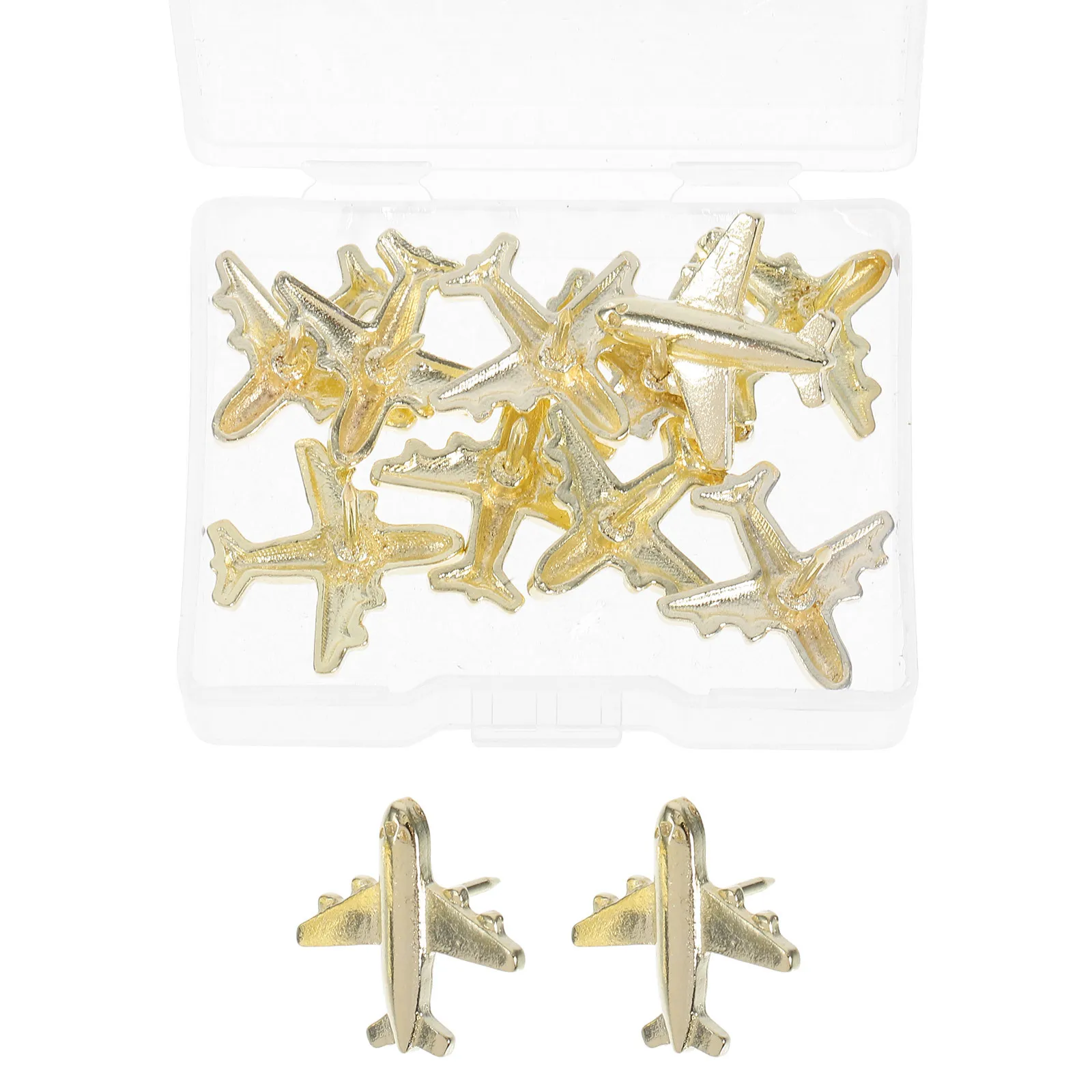 12 قطعة طائرة معدنية دفع دبابيس الإبداعية ثلاثية الأبعاد الذهب Thumbtacks ل لوحة الفلين صور جدار خريطة دبابيس السفر ديكور مكتب المدرسة