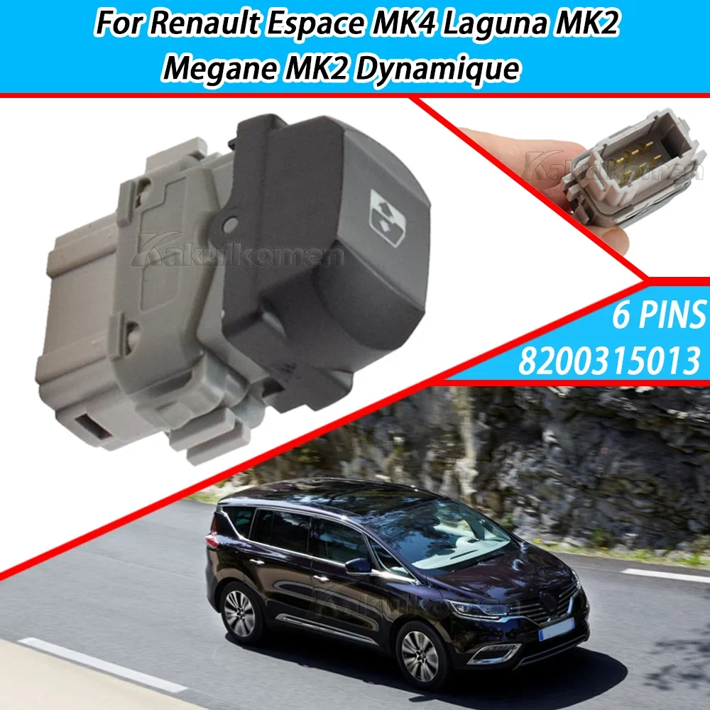 

For Renault Megane MK2 Dynamique 2003-2009 Laguna MK2 Espace MK4 Car Power Electric Window Control Switch Button 8200315013