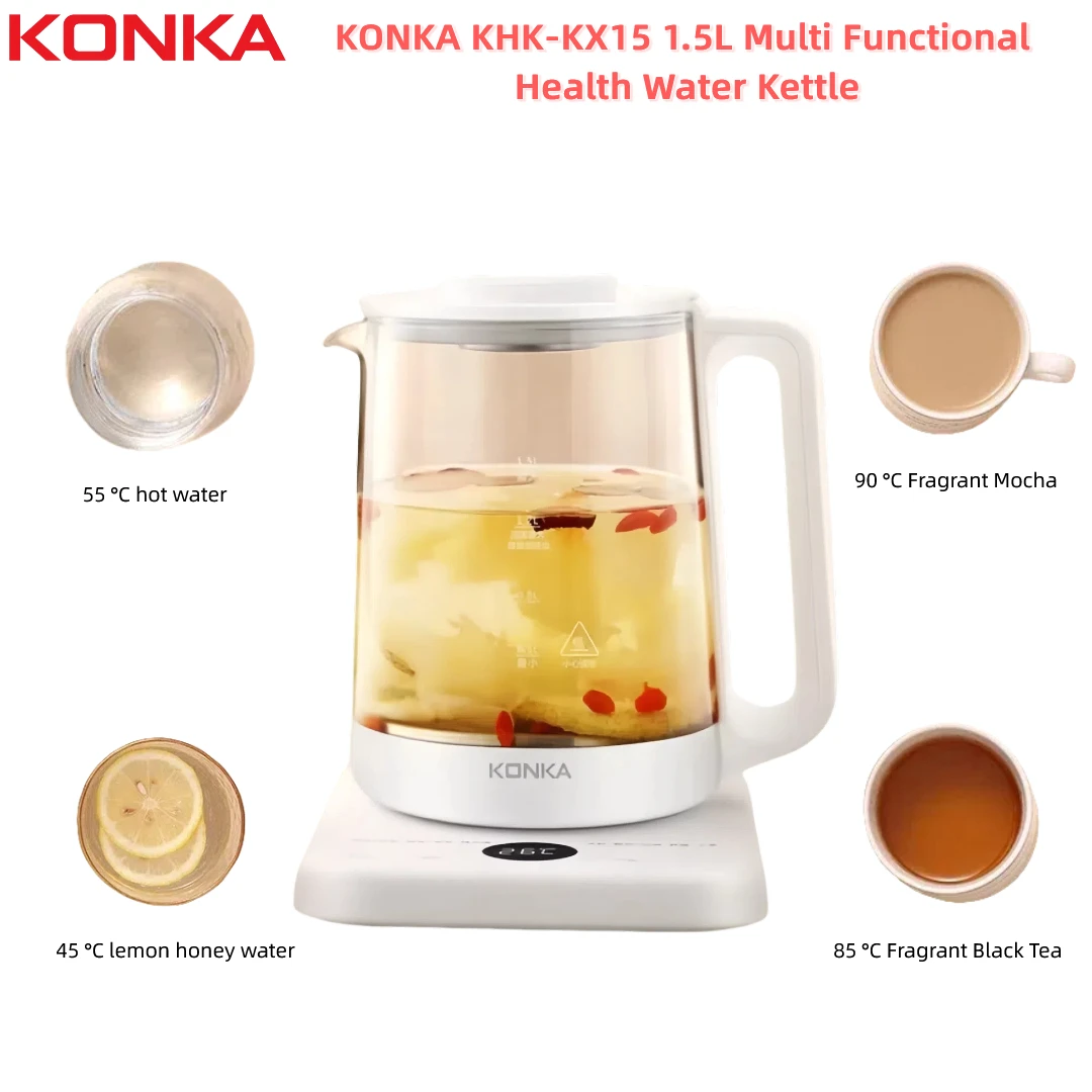 KONKA KHK-KX15 1.5L Multi Functional Health Water Kettle 10 in 1  Appointment Function 24H Keep Warm BPA Free 304 Stainless Stee