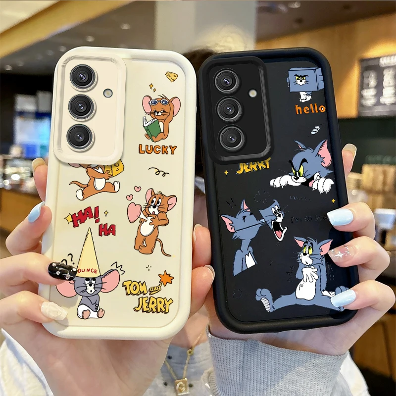 Lovely T-Tom And J-Jerry Phone Case For Samsung Galaxy S25 S24 S23 S21 Ultra Plus S24 S23 S21 S20 FE A73 A55 Soft Silicone Cover