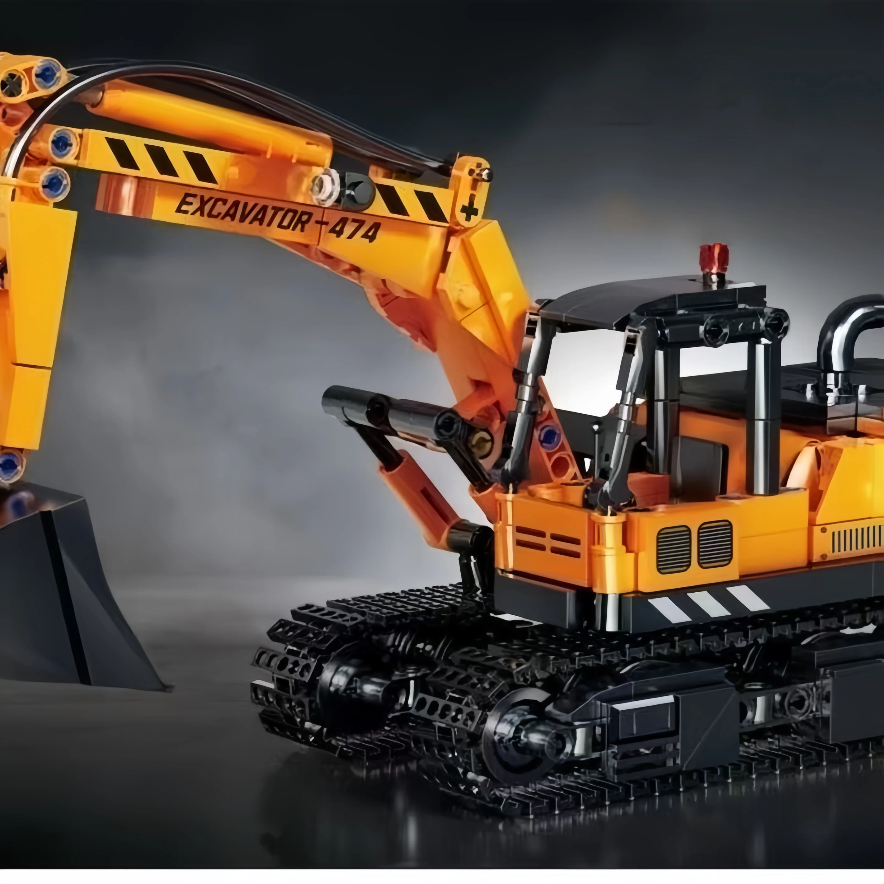 

Конструктор-экскаватор на гусеничном ходу с подвижными элементами, модель строительной техники для демонстрации, идеальный подарок на день рождения и Рождество