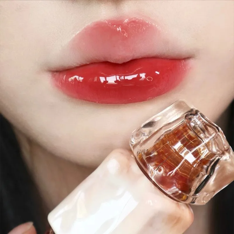 Milch Kaffee Lippen glasur Lippe rote Lippen Gelee weibliche Spiegel Wasser Glanz Lip Honig Thai Lippen lotion kleine quadratische Flasche Wasser befeuchten