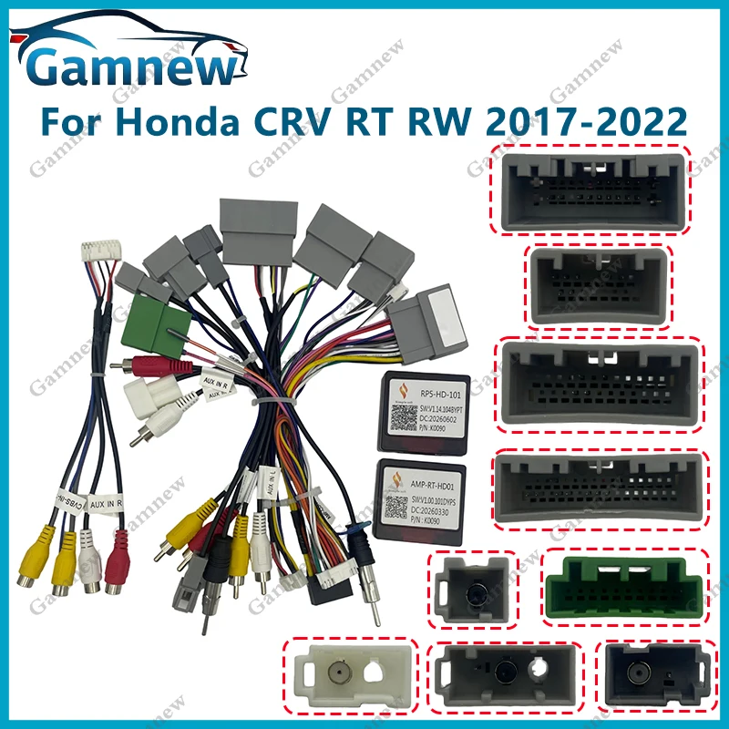 16Pin Car Wiring Harness Adapter Canbus Box Decoder With AMP For Honda CRV CR-V 5 RT RW 2017-2022