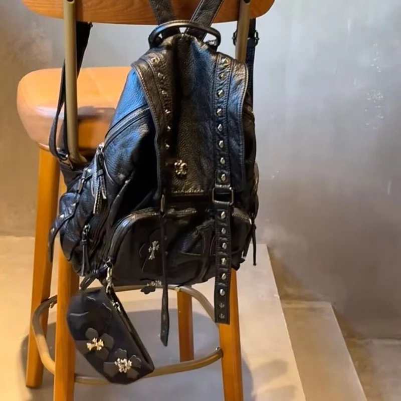 سبايس جيرل Y2k حقيبة الظهر ثقافة فرعية الشرير الظلام القوطية رصع حقيبة المدرسة لطلاب الجامعات Bolsos De Rafia Verano Mujer