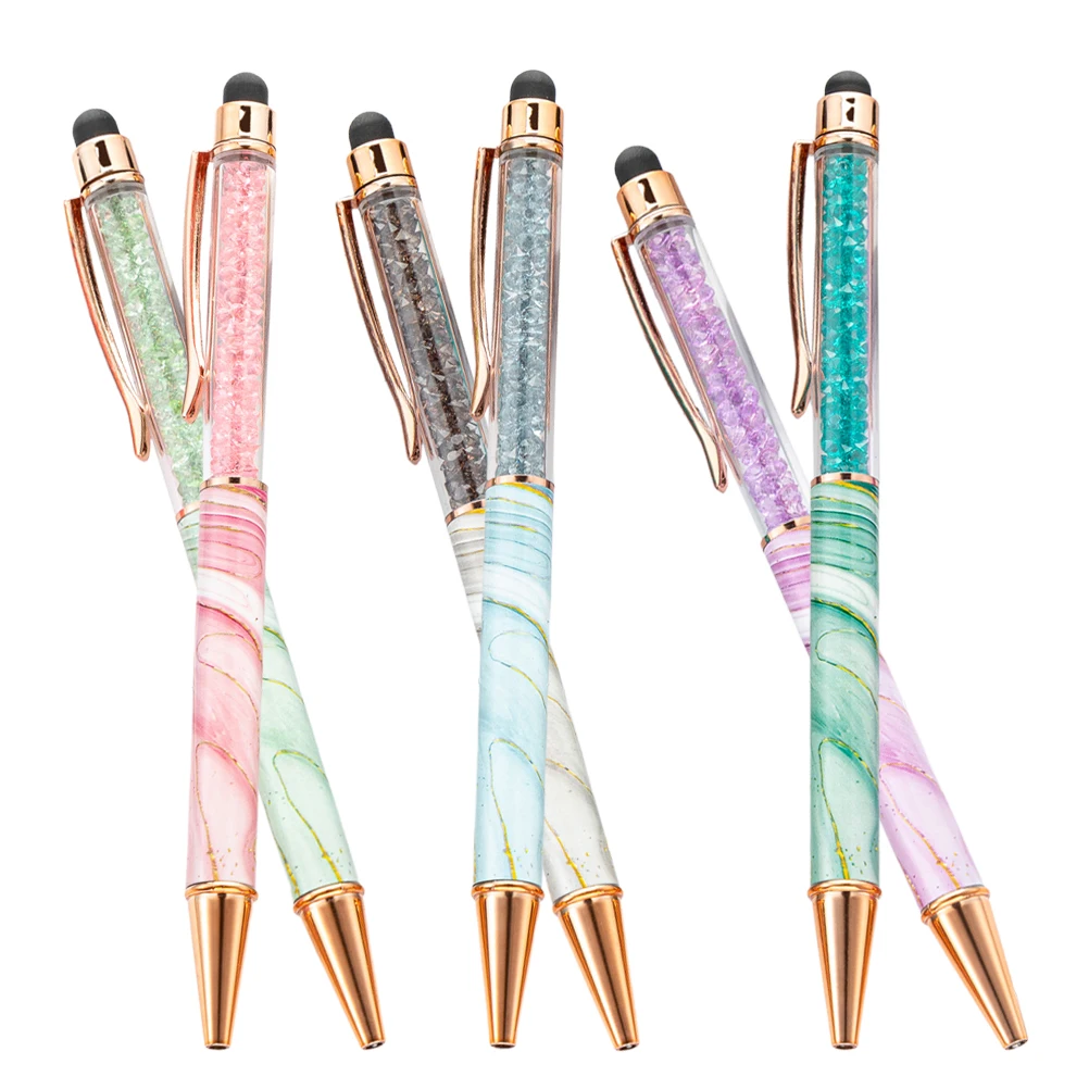 

6 шт. офисные мраморные шариковые ручки с тонким наконечником, быстросохнущие чернила, инструменты для письма с сенсорным экраном, школьная мраморная шариковая ручка