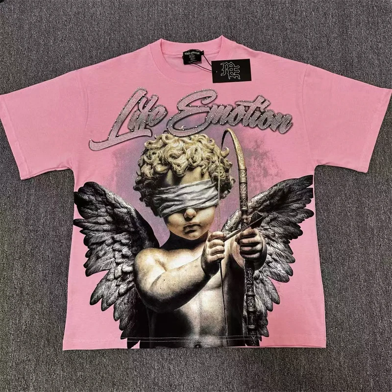 Trendy 2026 MIXED EMOTION Rhinestone Short Sleeve Men Women Tshirt