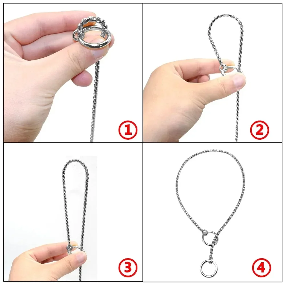 . Pet P Schlangenkette Hundehalsband aus Edelstahl, Verstellbares Würgehalsband für Training, Geeignet für Bulldoggen und Mittelgroße bis Große Hunde – Detail 3