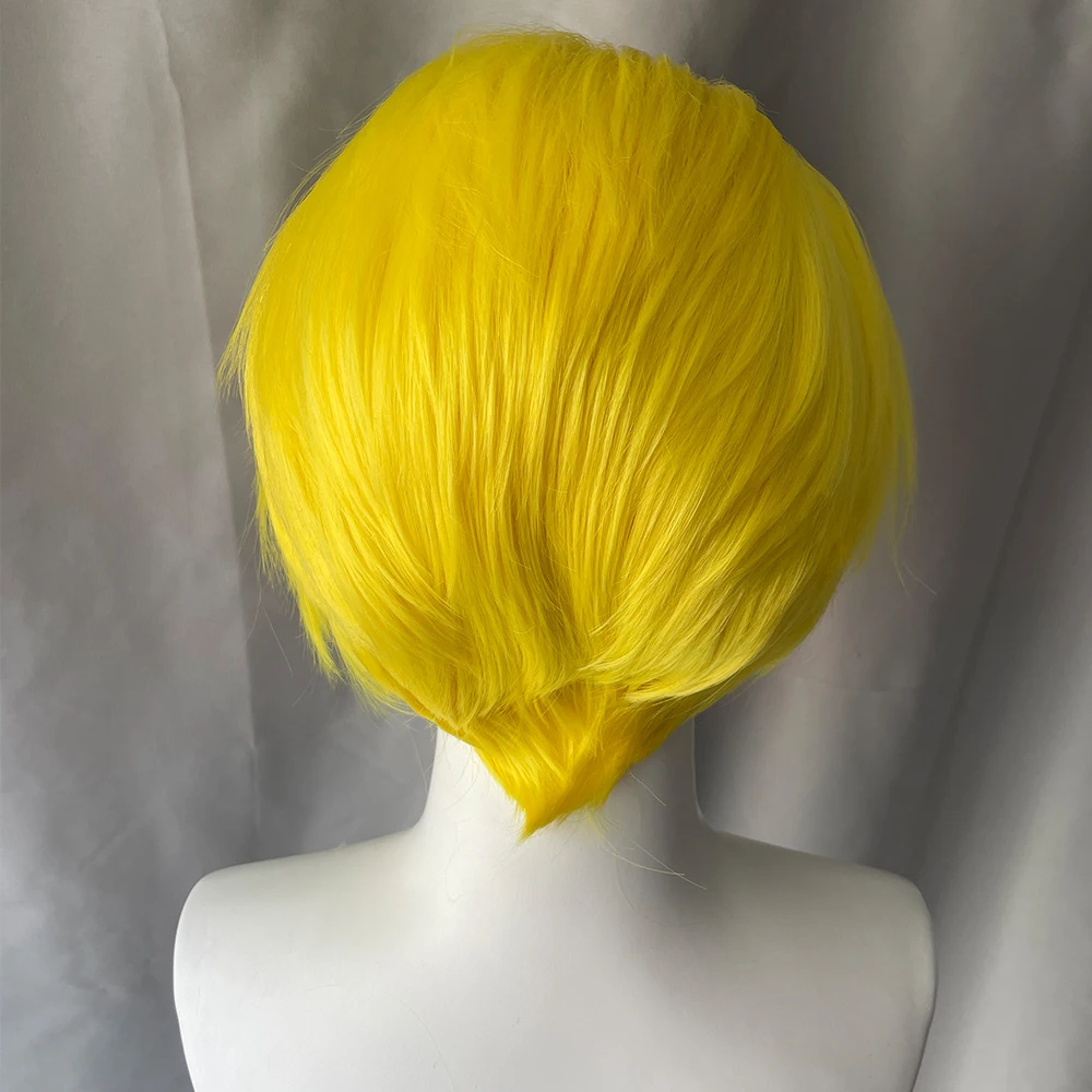 Желтые парики для косплея, кружевные передние короткие парики боб 13x4, синтетические парики спереди для мужчин и женщин, термостойкие, полуручные, натуральные