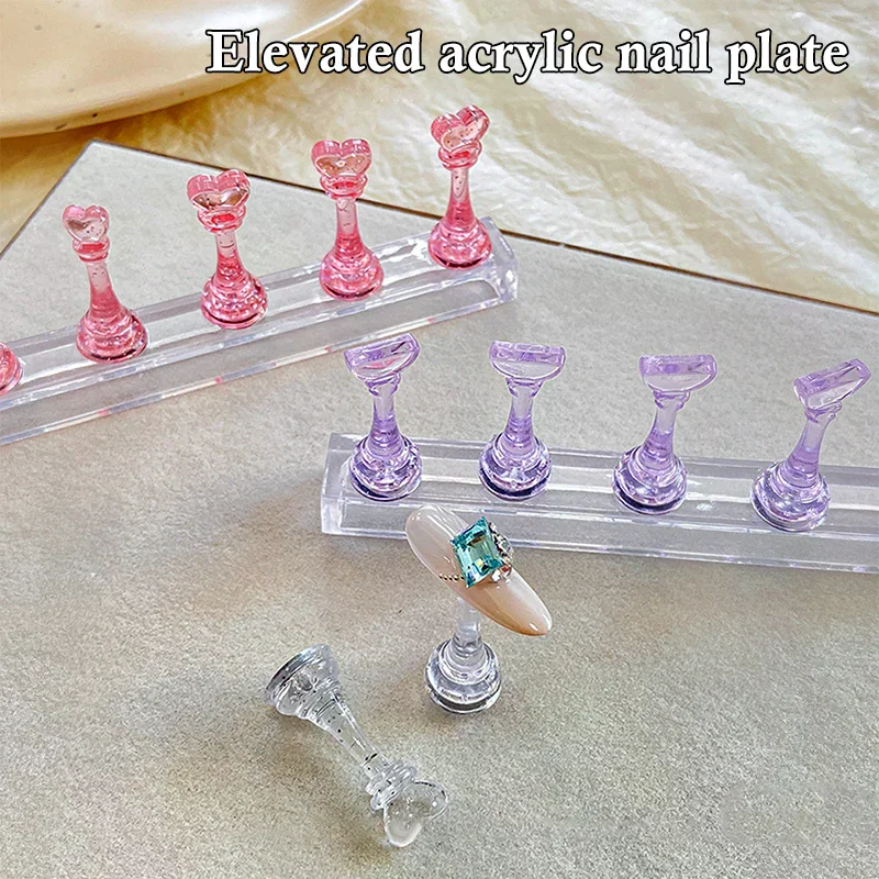 

1Pcs Acrylic Nail Stand Tips Holders Chess Shaped Fingernail DIY Magnetic Training Practice Display Manicure Nail Tool For Salon