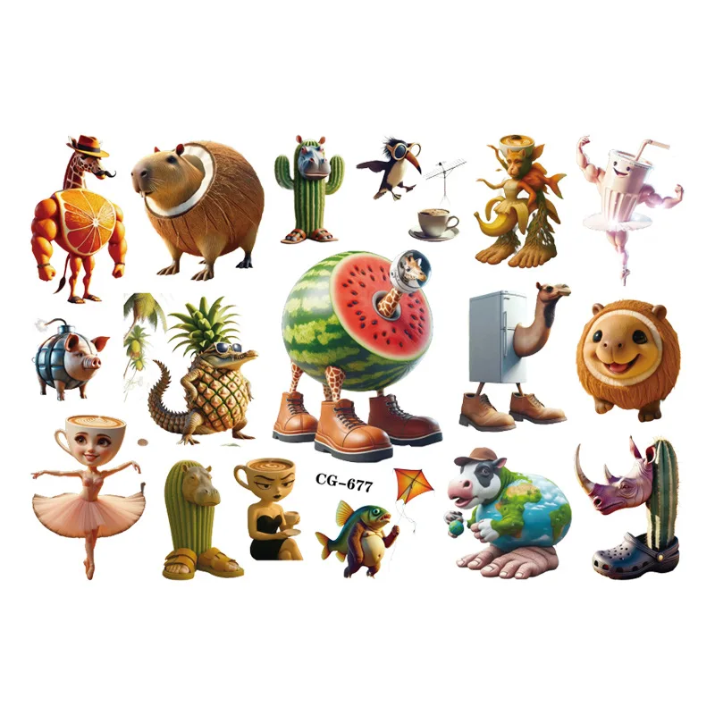  Tung Tung Sahur Brainrot italiano Animali Adesivo per tatuaggi Braccio Corpo Adesivi per tatuaggi temporanei impermeabili per regali per feste Giocattolo per bambini