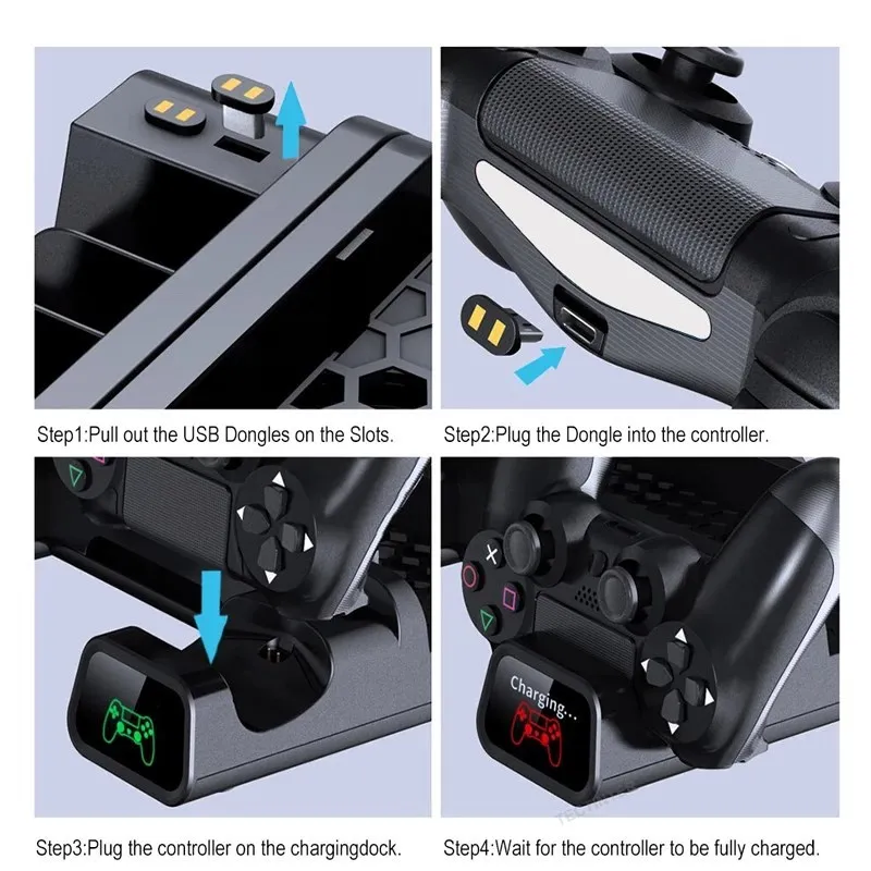 Dla PS4/PS4 Slim/PS4 PRO konsola Cooler podwójny kontroler ładowarka do sony Playstation 4 pionowy stojak z wentylatorem chłodzącym