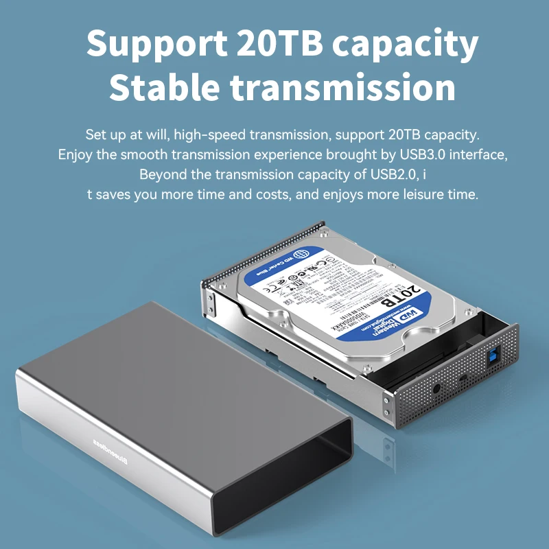 حافظة محرك الأقراص الصلبة Blueendless مقاس 3.5 بوصة SATA إلى USB3.1Type-C محول محرك الأقراص الصلبة الخارجي لقرص SSD حافظة HDD من الألومنيوم لسطح المكتب