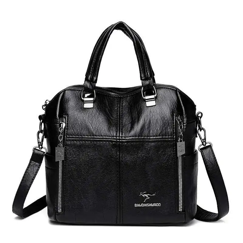 

New Retro Simple Women's Shoulder Bag High Quality Soft Leather Female Messenger Bags Large Capacity Girl Shopping Bolsas Wallet