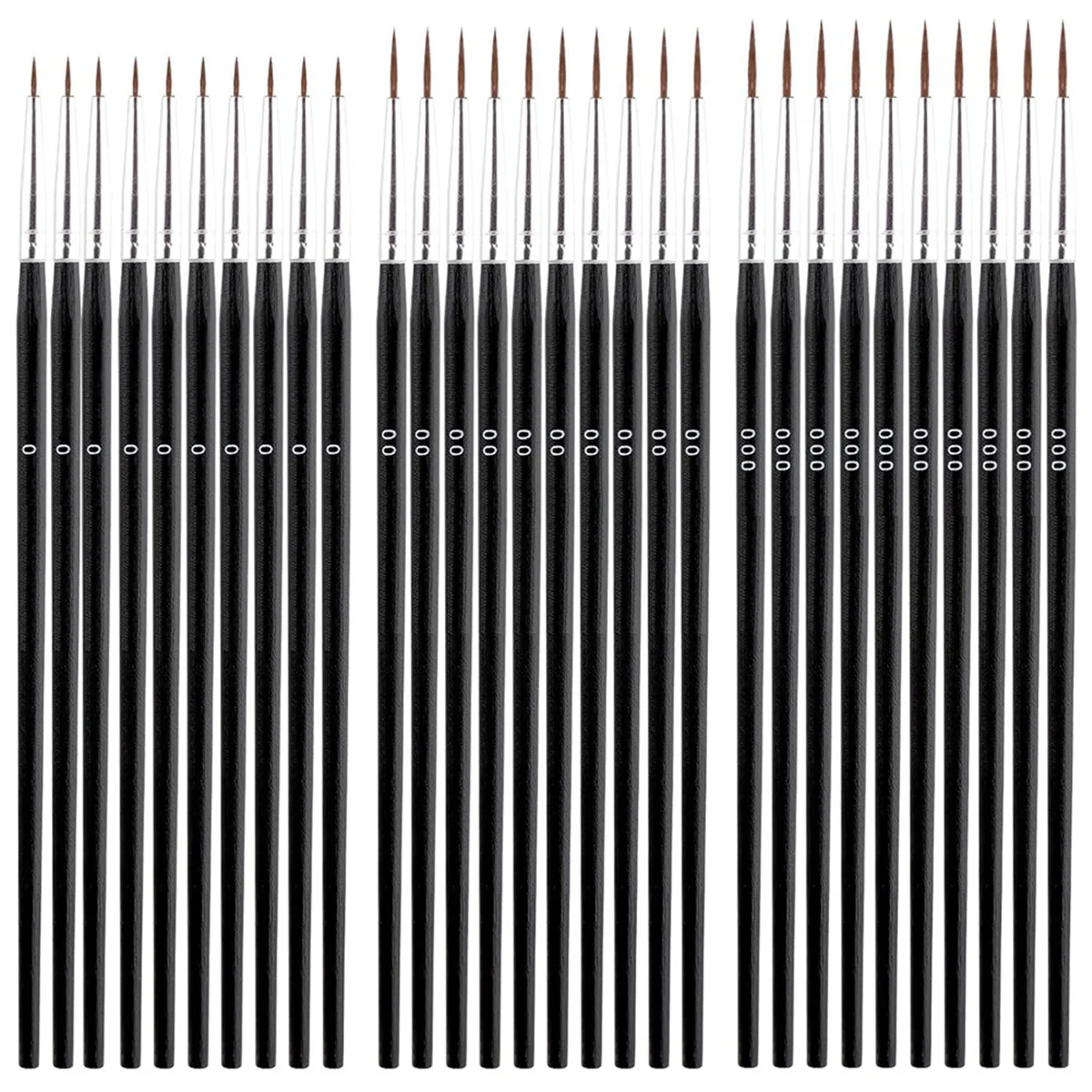 ABZJ 60pcs Detail Paint Brushes, Fine Tip Paint Brush with 3 Sizes 0 00 000 Mini Tiny Miniature Fine Paint Liner Brush