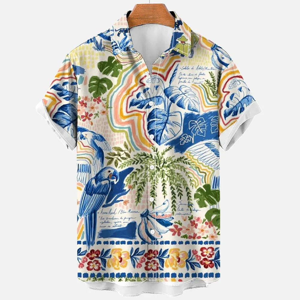 Camisa solta de manga curta estilo havaiano masculina, moda retrô respirável, camisa casual 3D, 2022