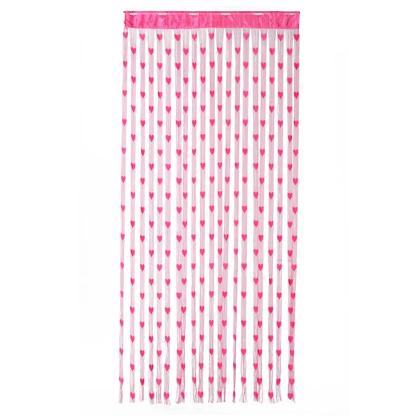 Heart Tassel String Door Curtain Fuchsia Slot Top Room Divider Fly Curtain Door Window Curtain for Doorway and Living Room