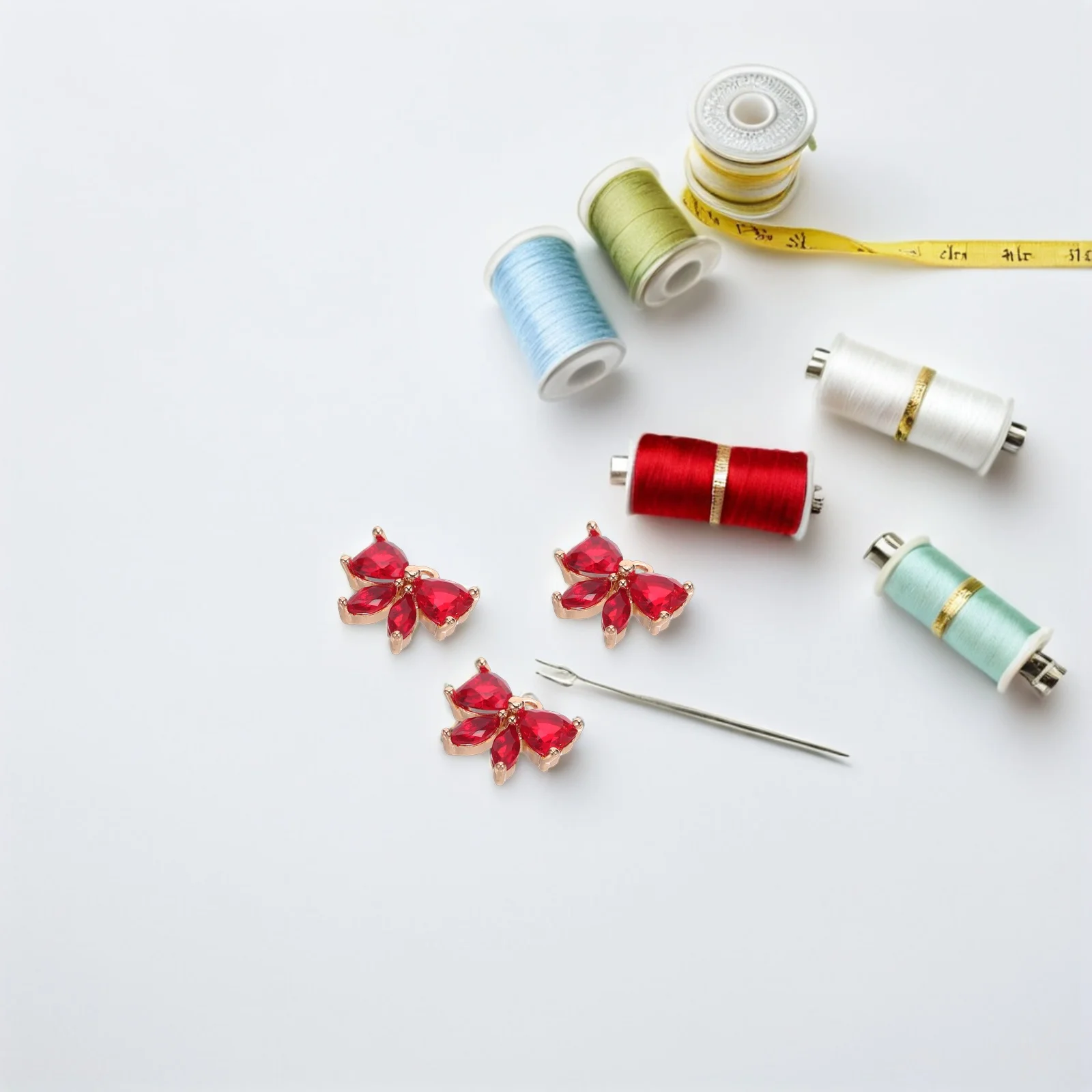 

6pcs For Jewelry Making Durable Copper Bowknot Pendant Diy Earrings Necklaces Bracelets Accessories Red Small Bow Connector