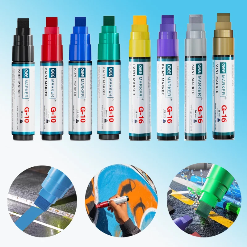 

10/16mm Wide Head Paint Pen Oily Waterproof High Temperature Resistant Outdoor Wall Painting Hand-painted Graffiti Writing Mark