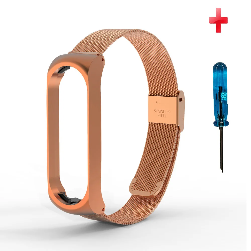 Correa de acero inoxidable para xiaomi Mi band 3/4/5/6/7, pulsera milanesa de Metal, 567