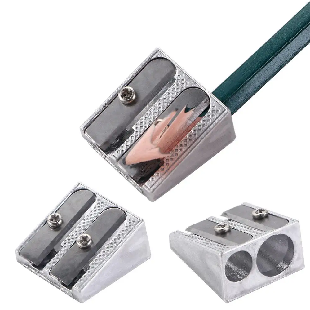 1/5pcs Simple Silver Pencil Sharpener Metal Lovely Stationery Metal Steel Blades Pens Cutter Tool School Office Supplies