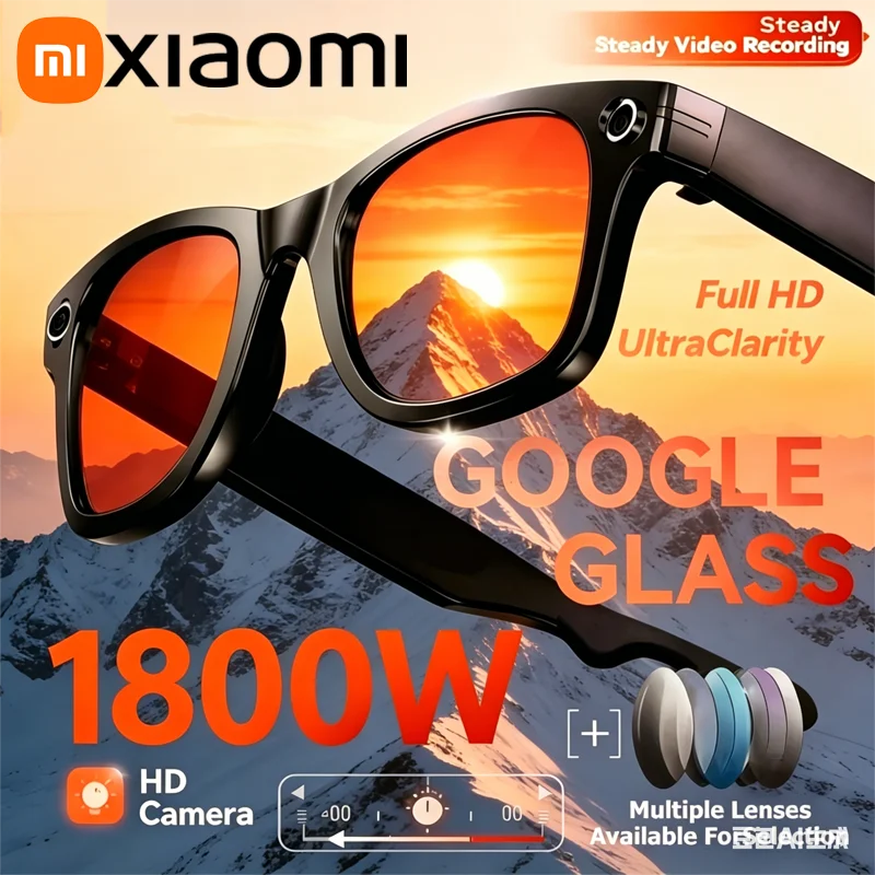 Óculos Inteligentes Xiaomi 8K com Câmera de Vídeo HD Profissional, Chamada Bluetooth ChatGPT, Tradução de Idiomas e Música - Óculos de Sol Masculinos