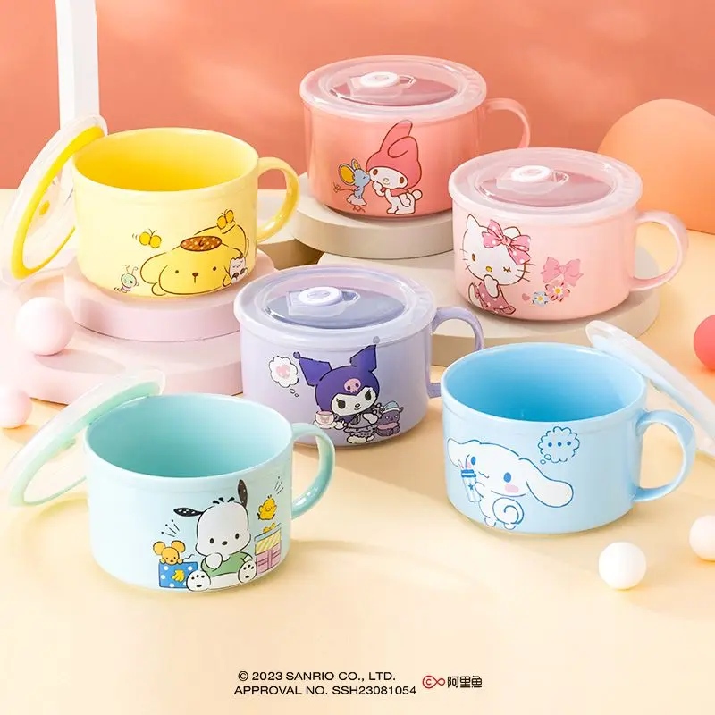 

Kuromi My Melody Anime Kawai Sanrio Ins Noodle Bowl Cute Pochacco Creative Ceramic Bento Box Tableware Gifts for Girls