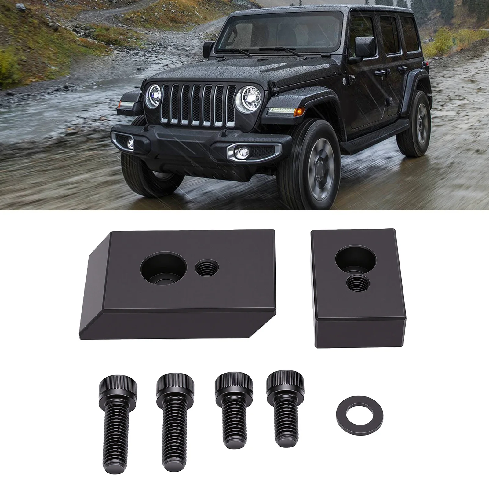 Car Front Seat Riser Spacer Kit Aluminum Seat Recline Kit Replacement for Jeep Wrangler JL JLU 2018 and Later Fixed 3/4in Blocks