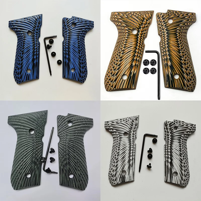6 цветов G10 Ручки Beretta 92fs Полноразмерные, 92 фас, m9, 92a1, 96a1, 92 INOX, Винты для рукоятки пистолета в комплекте, текстура Sunburst